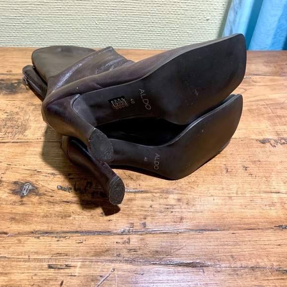 ALDO Brown Leather Calf High Boots - Picture 3 of 6